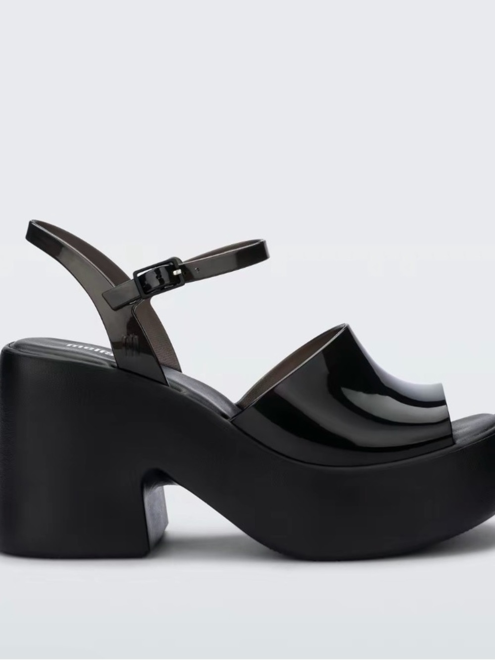 Melissa Black Gloss Platform Slingback Sandals